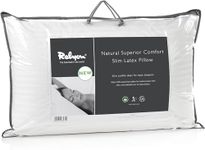 Relyon Superior Comfort Slim Breathable Natural Latex Pillow with a Soft 100% Cotton Cover, White, W63cm x H45cm x Depth 10cm,Pack of 1