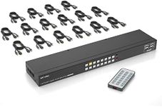 MT-VIKI 4K 16 Port KVM Switch HDMI, 4K@30Hz Rack Mount KVM Console w/16 Cables + 4 USB 2.0 Devices + IR Remote, Support EDID Storage, HDMI 1.4, HDCP 1.4 for 16 Computers/Servers, Fit 1U 19'' Rack