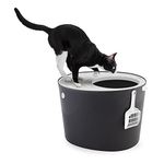 Iris Ohyama Cat Litter Box with Scoop, Up to 7kg, Gray, Top Entry, Cat Litter Tray, Enclosed, For Kitten, High Sided, Hooded, Large, Jumbo, BPA Free, Deep, Easy to Clean, PUNT-530