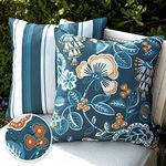 Phantoscope Pack of 2 Outdoor Indoor Throw Decorative Pillow Cover Decorative Waterproof Striped Floral Patio Pillows Cushion Case