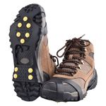 TRIWONDER Ice Grips 10 Teeth Anti-Slip Shoe/Boot Ice Traction Slip-on Snow Ice Spikes Crampons Cleats Stretch Footwear Traction (S, Black)