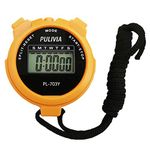 PULIVIA Sports Stopwatch Timer Lap Split Digital Stopwatch with Clock Calendar Alarm, Large Display Shockproof Stopwatch for Coaches Swimming Running Sports Training Orange (PL-703Y)