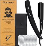 ASIPRO Straight Razor Men with 10 Shaving Blades (20 Single Edge Razor Blades Men), Barber Razor Kit Straight Edge Razor Reusable Razor Rasoir à Barbe Homme avec 10 Lame Rasoir Shaving Razor Men