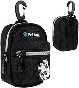 PetAmi Dog Poop Bag Holder for Leash, Dog Pet Waste Bag Dispenser For Poop With Clip For Doggie Puppy Walking Accessories Travel Camping, Dog Treat Pouch Supplies Must Have With Doggy Bag Roll, Black