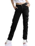 Aeslech Women's Cotton Casual Cargo Work Trousers High Waisted Travel Hiking Y2K Pants with Multi Pockets Black Tag 34 - UK 14