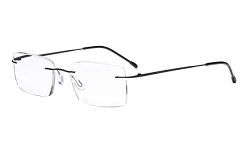 Eyekepper Frameless Eyeglasses Men - Rectangle Rimless Eyewear Black