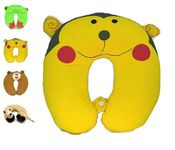 JERN Cartoon Headrest & Neck Pillow for Kids Boys & Girls, Teens, Travel Accessories for Airplane, Car, Recline, Cute Travel Pillow (Yellow)