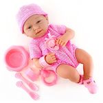 The Magic Toy Shop Bibi Doll - 14" Real Touch Vinyl Skin New Born Girl/Boy Baby Doll With Dummy & Accessories (Pink Girl Doll)