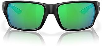 Costa Del Mar Men's Tailfin Sunglasses, Matte Black/Green Mirrored Polarized 580p, 60 mm