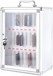 Garvee 24 Slots Cell Phone Locker with Handle,Aluminum Alloy Pocket Chart Storage Locker Box Cabinet,Wall-Mounted Cell Phones Storage Box for Office,Classroom,Gym,Sliver