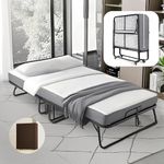 Mutital 200 x 90cm Twin Size Folding Bed for Adults with 13cm+ Mattress, Sturdy Portable Foldable Bed on Wheels with Storage Cover, Folding Guest Bed, Rollaway Bed with Metal Frame, Cot Size Extra Bed