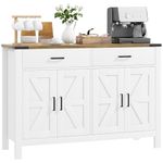 HOMCOM Sideboard with 2 Drawers 2 Storage Cabinets, Buffet Cabinet with Barn-Style Doors and Adjustable Shelves, Farmhouse Kitchen Cabinet, White