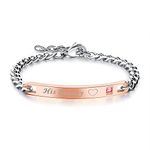 Rockyu Couple Bracelet Popular Brand Simple Chain Bracelet Women's Pink Gold Men's Bracelet Black Titanium Zirconia Stainless Steel