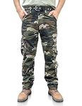 UISICUVOS Cargo Pants for Men, Camo Pants with 8 Pockets Relaxed Fit, Breathable Tactical Pants for Hiking Tactical Work Construction Hunting Camo Green 36