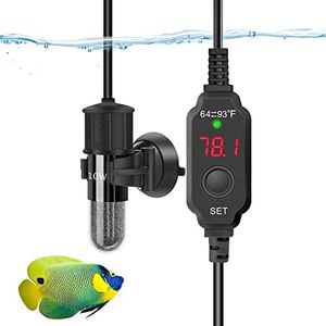 YOFOTHS Adjustable Mini Aquarium Heater 0.5/1/2/3 Gallon Submersible Small Fish Tank Heater 10W/20W/30W Digital Display Thermostat External Temperature Controller (10W)