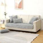 HOKIPO Luxury Pebble Milk Velvet Anti Slip Sofa Cover Mats for L Shape and 1/2/3 Seater Sofa. Make Your Own Sofa Cover Set, 90(D) x 180(L) cm, Moon Grey (AR-5026-GRY)