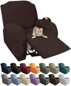 JIVINER Newest Design 4-Piece Recliner Chair Covers Stretch Jacquard Chair Covers for Recliner Chair Recliner Slipcovers for Living Room Soft Recliner Protector with Pocket (Recliner,Dark Coffee)