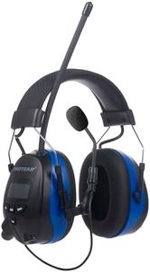 PROTEAR Digital Radio Ear Muffs,Ear Hearing Protection Earmuff with Boom Microphones,Power by AAA Battery,Bluetooth AM FM Radio Headphone for Mowing Lawn Work Outdoor (Blue)