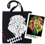 ROSA Talent Eco-Friendly Cotton Eco Bag Coloring Kit - Neon Lion Design (220 GSM, 15x17 inches) - Unleash Your Creativity While Promoting Sustainability!