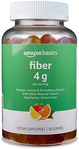 Amazon Basics (previously Solimo) Fiber 4g Gummy - Digestive Health, Supports Regularity, Orange, Lemon & Strawberry, 90 Gummies (2 per Serving)