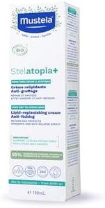 Mustela Stelatopia Crème Anti-Démangeaisons BIO, Visage et Corps, Bébés, Enfants, Toute la Famille - Peau Extrêmement Sèche ou Dermatite Atopique, 99% d'Ingrédients d'Origine Naturelle (150ml)