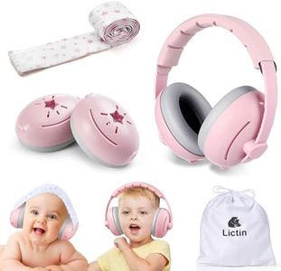 Lictin 2-in-1 Baby Ear Defenders 3-48 Months, Adjustable Ear Defenders Children with Stretchy Band, Baby Headphones for Airplane, Suitable Head Protection for Baby During Activities and Sleep