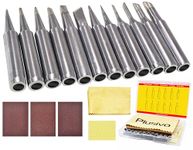 Soldering Iron Tips 12 pcs 900M Replacement Solder Tips Kit with Cleaning Sponge, Cloth, Sandpaper (Fine, Medium, Rough) for Soldering Iron from Plusivo