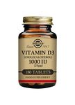 Solgar Vitamin D3 (Cholecalciferol) 1000 IU (25 µg) Tablets - Food Supplement, Pack of 180 Capsules - For Healthy Bones, Teeth and Muscle Function - Supports Immunity - Gluten Free