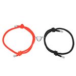 COTATI 2pcs Couples Bracelets Heart Shaped Matching Friendship Bracelets for Women Men, Small, Stainless Steel Nylon, no gemstone