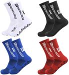 4 Pairs Grip Socks Football, Anti Slip Comfort Breathable Sports Socks with Rubber Pads, Non Slip Sport Soccer Anti Blister Socks Men Women for Basketball, Running, Yoga, and Hiking