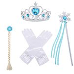 AmzBarley Princess Dress Up Party Accessories Girl Toys Jewelry Halloween Cosplay Gloves Scepter Crown Wand Set for Age 3+