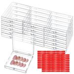 15 Boxes Press On Nail Packaging 8 x 8cm Large Box with 60pcs Double Sided Adhesive - Acrylic Organizer Case for Artificial Nail Display and Packaging for Nail Business Salon Supplies