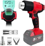 Cordless Heat Gun for Milwaukee 18V Battery, 122℉-1022℉ Hot Air Gun with Digital LCD Display, Adjustable Temp and Air Control with 4 Nozzles for Crafts, Shrinking PVC, Stripping Paint (Bare Tool)