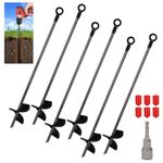 Feeloco 18" Ground Anchors, 6-Pack Heavy Duty Ground Screws Set for High Winds - Earth Anchor Kit for Camping Tent, Canopies, Carport, Sheds, Swing Sets, Securing Animals