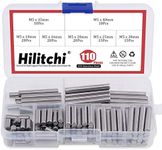 Hilitchi 110 Pieces Dowel Pin Stainless Steel Shelf Support Pin Fasten Elements Assortment Kit - Size Include 5mm x 10mm / 16mm / 20mm / 25mm / 30mm / 35mm / 40mm