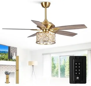 Parrot Uncle Ceiling Fans with Lights and Remote 52 Inch Gold Ceiling Fan with Light for Bedroom, Reversible Motor, Timer