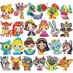 MEIEST 24 DIY Diamond Painting Stickers Kits for Kids,5D Gem Mosaic Stickers Paint by Numbers Set for Children,Creative Handmade Craft Gift (Animals+Princesses)