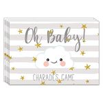 The Little Party Company Baby Shower Games 20 Charades Cards New Mum To Be Gender Neutral Cute Cloud Cloud Motif (BSCCG)