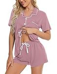 SWOMOG Pjs for Woman Button Up Loungewear Button Down Nightwear Modal Pajama Sets Classic Wedding Day Lounge Set