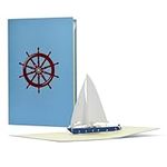 Voucher or birthday card with 3D pop-up sailing boat, yacht; unusual travel voucher for sailing, sailing trip, gift idea for birthday, B16