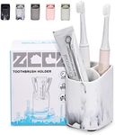 zccz Toothbrush Holders for Bathroom - Ideal as Electric Toothbrush Holder or Kids Toothbrush Holder - Premium Quality White Marble Bathroom Essential