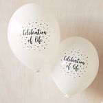 ANGEL & DOVE 25 White 'Celebration of Life' Funeral Remembrance Condolence Balloons