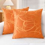 CaliTime Fall Throw Pillow Covers Pack of 2 Modern Shining & Dull Contrast Circles Rings Accent Geometric Cushion Cases Shells for Couch Sofa Home Decor 22 X 22 Inches Bright Orange