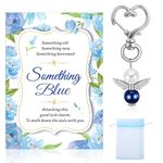 HOWAF Something Blue for The Bride, Blue Angels Bouquet Charm Blue Pearl Angel for The Bride Wedding Bouquet Charms with Wedding Card for Bride to Be gifts, Bridal Gifts, Bride Gifts for Wedding Day