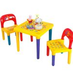 NTEK ABC Alphabet Plastic Table and Chair Set, Educational Kids' Table, Dinner Picnic Desk Seat Furniture, Children's Multi-Color Table & Chairs, Kid/children Furniture Sets Learn & Play Educational