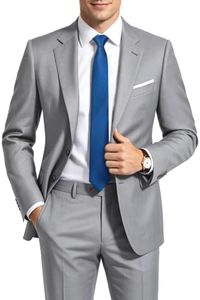 Men's Suit 5 Pieces Light Gray Stretch Tuxedo Business Wedding 44R Regular