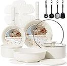 CAROTE 19pcs Pots and Pans Set, Nonstick Cookware Set Detachable Handle, Induction Kitchen Cookware Sets Non Stick with Removable Handle, RV Cookware Set, Oven Safe