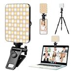 Selfie Light, Portable 80 LED Dimmable Cell Phone Fill Light, Clip Fill Video Light with 3 Light Modes & 10-Level Brightness Adjustment, 2000mAh Rechargeable Video Light for Phone, iPad, Laptop