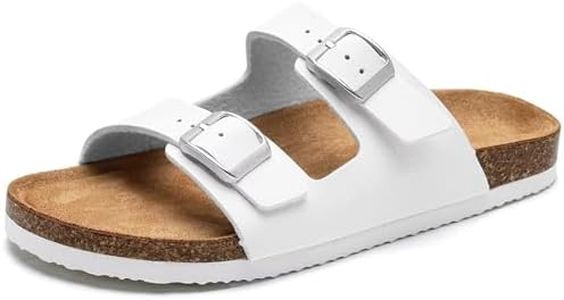 Torotto Kids Sandals Boys Girls Slide Summer Non-slip Cork Glitter Toddler Slippers with Adjustable Straps for Indoor & Outdoor(White-30)