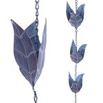 Topadorn Rain Chains Decorative 8.5 FT Iron Gutter Chain with 12 Rain Collector Cups Leaf Rain Chain Decorative Your House and Garden